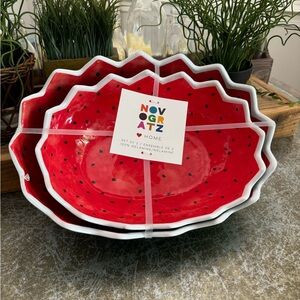 NOVOGRATZ MELAMINE WATERMELON SUMMER SERVING BOWLS 2 NEW